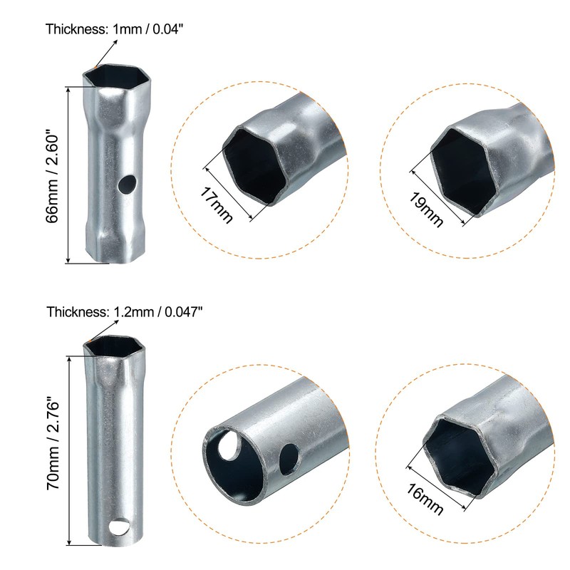 sourcing map 3 Pcs Dual-Ended Wrench Socket Spark Plug Spanner