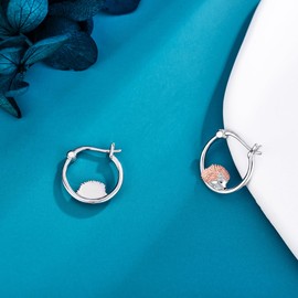 VENACOLY Cute Hedgehog Earrings 925 Sterling Silver Hedgehog Hoop Earrings Animal Hedgehog Jewelry Valentines for Women
