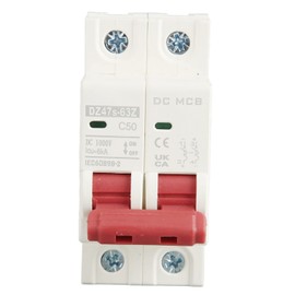 1000V DC Circuit Breaker 50A C50 2P Top Hat Rail Home Overload Protection Air Switch Circuit Breaker for Home Lighting Distribution Lines Solar PV System