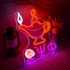 Psi Phi Fraternity Neon Signs for Wall Decor Dimmable Purple Greek Letters LED Light Sign for Club Dorm Psi Phi Fraternity Decor for Man Cave Party Birthday Gifts for Men Size 13.8 * 10.8in(FMCP089)