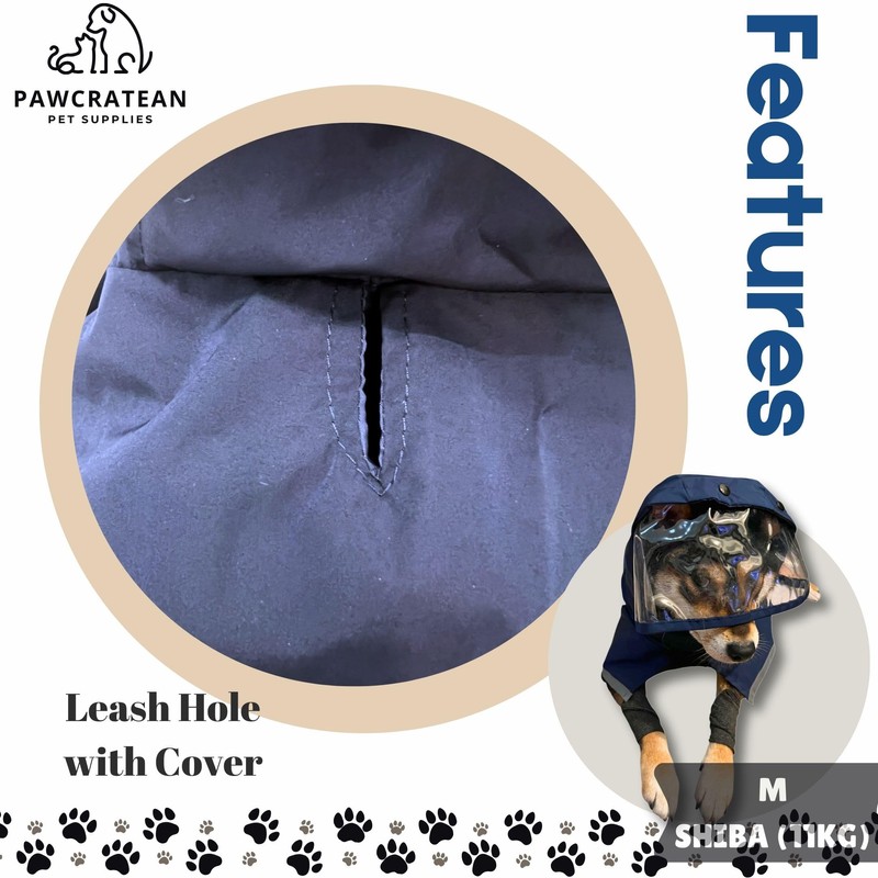 Pawcratean Dog Raincoat, Water Resistant, Adjustable, Cool Design (Dark Blue,