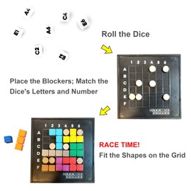 The Genius Square – Game of The Year Award Winner! 60000+ Solutions STEM Puzzle Game! Roll The Dice & Race Your Opponent to Fill The Grid by Using Different Shapes! Promotes Problem Solving Training