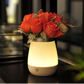 Vase Lamp Table Lamp USB Charge Flower Lamp Vase Table Lamp Dimmable Bedside Lamp Frosted Shade with Wood Base for Bedroom Living Room Office Desk (Vase Lamp)