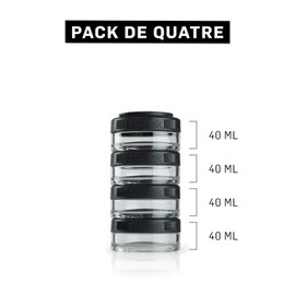 BlenderBottle GoStak Twist n' Lock Storage Jars, 40cc 4-Pak, Black