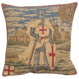 Home Furnishings, Templier II European Art Design Tapestry Cotton Throw Pillow Case, Hand Finished Cushion Cover, 18 by 18 Inch