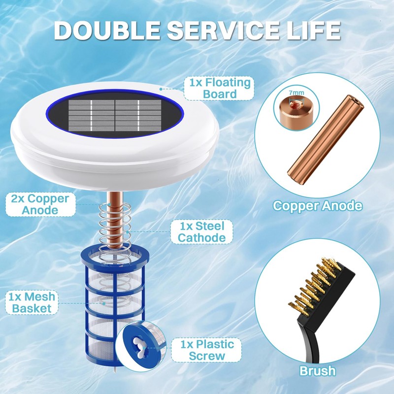 MEIGESI Solar Pool Cleaner | 2 Copper Anodes Replacement |