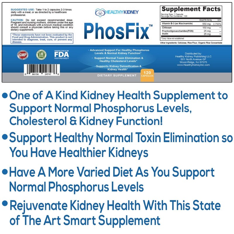 PhosFix 120 Pills Phosphorus Binder with Chitosan for Supporting Normal