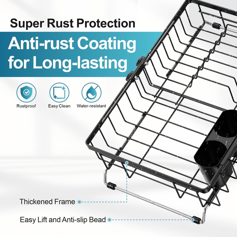 iSPECLE Expandable Dish Drying Rack for Kitchen Sink - Rust