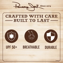 Panama Jack Men's Original Canvas Safari Sun Hat, 2 1/2" Brim, UPF (SPF) 50+ Sun Protection (Natural, Medium)