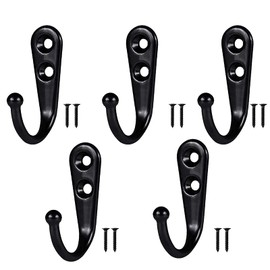 5PCS Individual Hooks Vintage Hooks Antique Coat Hooks Wall Mounted Hooks Decorative Clothes Hat Hooks Single Robe Hook Screw in Door Hooks for Kitchen Bedroom Wall Bathroom Hanging Coats with Screws