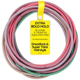 Qooocy 12-Pack 4x Extra Long Hair Ties - Ideal for Dreadlocks, Curly, Extra Thick Hair - Durable, Oversized, and Gentle Ponytail Holders, Soft Romance