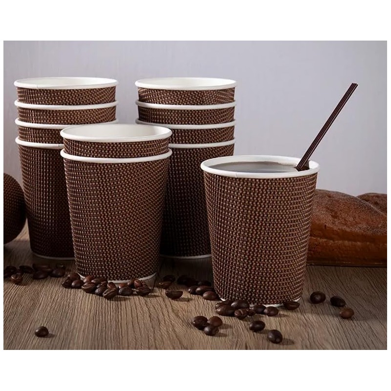 HOT BARGAINS, 50 X 12oz Kraft Disposable Brown & White