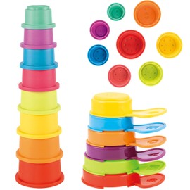 Baby Bath Toys for Kids Ages 1-3 14 PCS Mold Free Toddler Bath Toys for 2-4 Bathtub Water Toys Rainbow Stacking Cups for Babies 6-12 Months Early Learning Educational Gifts