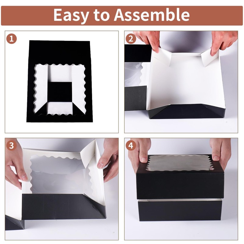 PFAMKEER 36 pcs 9x9x2.5 Inches Bakery Boxes with Window, Cake