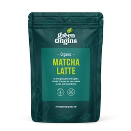 Organic Matcha Latte Mix from Green Origins | 100g - 10 Servings | Natural Energy Boost Plant-Based Latte |Kosher & Gluten-Free | Brew Hot/Iced