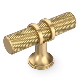 Amerdeco 10 Pack Champagne Bronze Cabinet Knobs 2 Inch Length Single Hole T Bar Kitchen Cabinet Knob Knurled Cabinet Pulls for Drawer Cupboard