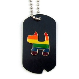 Rainbow Dog on black Military ID tag