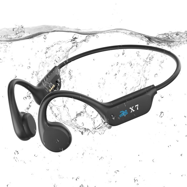 SAMVEK Swimming headphones-bone conduction headphones, IP68 waterproof built-in MP3 player
