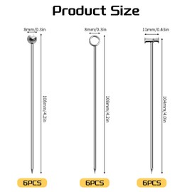 BEILUBANG 18PCS Stainless Steel Cocktail Sticks, Bartending Garnish Sticks, Food Sticks, Fruit Sticks Barbecue Sticks Skewers, Fancy Toothpicks for Food, Fruit, Cocktail, Party