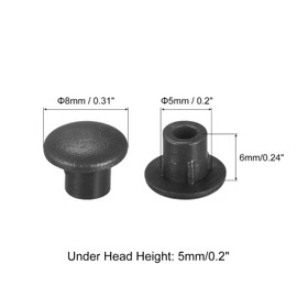 uxcell Screw Hole Plugs, 5mm(3/16") Dia PP Snap in Shelf Button Flush Type Caps for Furniture Cabinet Cupboard, Black 180 Pcs