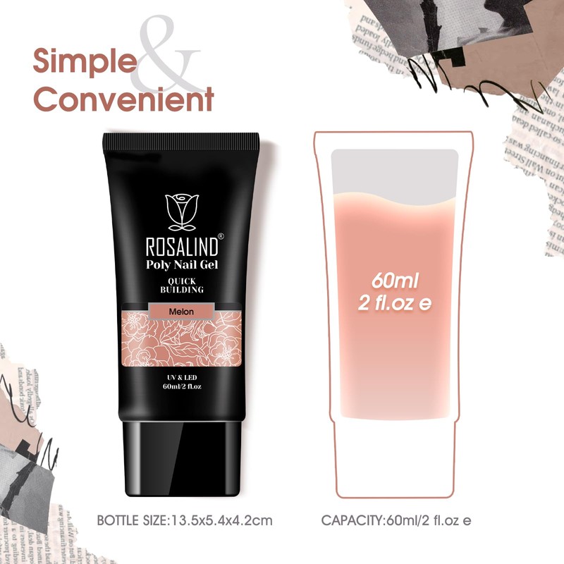 ROSALIND Pink Poly Nail Gel, 60ml/2oz Natural Pink Poly Extension