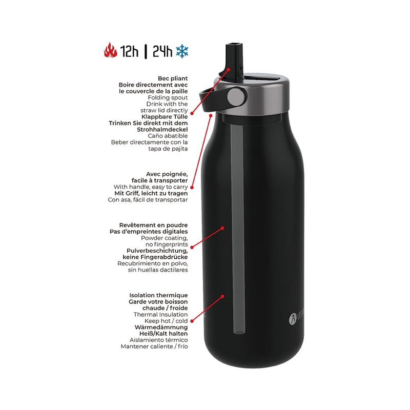 LES ARTISTES Paris A-2376 Bottle'Up 2.0 Thermos Flask, 1 Litre,