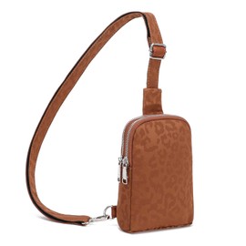 Haytijoe Trave Small Sling Bag Fanny Packs Purse Nylon Crossbody Bags for Women (Nylon Leopard Brown)