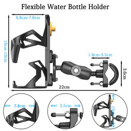 Bike Water Bottle Holder, Motorcycle Cup Holder 360 Degrees Rotation, Adjustable Bicycle Drink holder fit 2.67-3.07in Bottle, Water Bottle Holder for Motorbike Bicycle Stroller Golf Cart