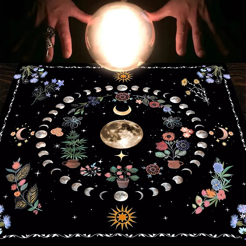 Moonflower Tarot Card Table Cloth for Readings – Decorative Altar