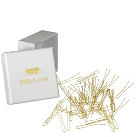 HAARallerliebst® Hair Pins Gold Pack of 50, 5 cm Including Storage Box - U Shape Hair Clips - Hair Forks for Women Girls Hair Pin Hair Accessories (Gold; Box Colour: White)
