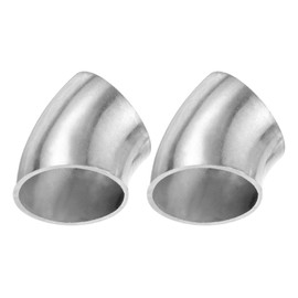 M METERXITY 2-Pack OD 1 Inch 45 Degree Mandrel Bend Elbow, Thicken 1.5 mm 304 Stainless Steel Exhaust Elbow Pipe for Car Modified Exhaust System, Stair Handrail Bend, Height 33 mm