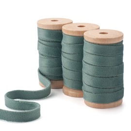 Dusty Green Christmas Velvet Ribbon Double Faced 3/8 Inch×15 Yd in 3 Wooden Spool Vintage Velvet Ribbon Velvet String for Christmas Tree Gift Wrapping Holiday Decoration Bouquet Wreaths Bows Crafting