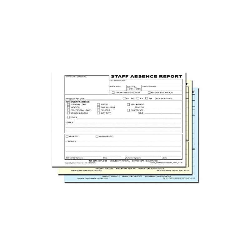 Cherry Staff Absence Report for Schools 3pt (5.8 inches x