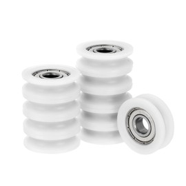 Kozelo 10pcs U608ZZ Nylon U-Groove Ball Bearing - [8x30x10mm] Shielded Pulley Wheel Rolling Bearing for Rail Track System Use, Chrome Steel, ABEC1