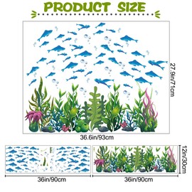 RAINBOW WSK Ocean Blue Fish Wall Decals Under The Sea Fish Bubble Wall Stickers Removable Green Seaweed Coral Plants Wall Mural Decor for Kids Bedroom Nursery Bathroom Classroom