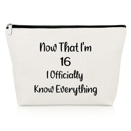 Sweet 16 Birthday Gift Inspirational Gift for Girl Makeup Bag 16 Year Old Birthday Gift for Teen Granddaughter Friend Sister Daughter Birthday Gift Cosmetic Bags 16th Birthday Gift Idea Cosmetic Pouch