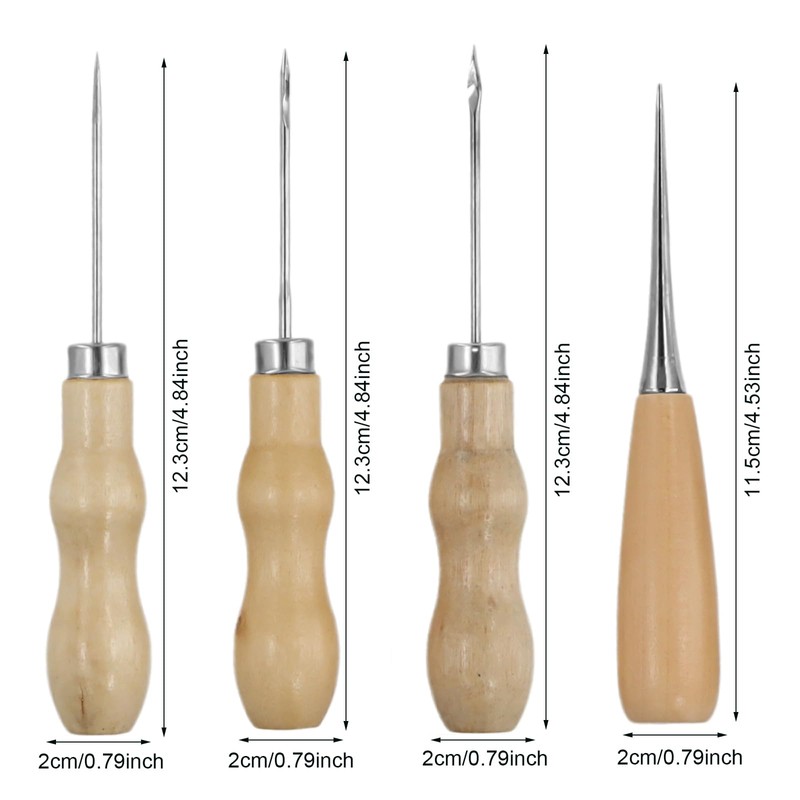 Kioiner 4 Pcs Scratch Awl with Wooden Handle, Gourd Shape