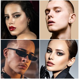 OIDEA Men's Women's Earrings Set: Hoop Earrings Magnetic Earrings Stainless Steel in Gold Black Silver Round Cross Pendant Stud Earrings Punk Rock Fake Ear Clip Earrings Gift for Unisex, Stainless