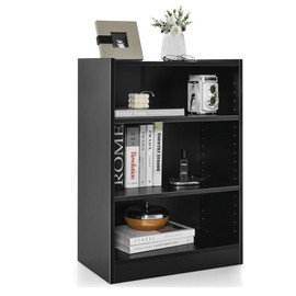 Moccha 3-Tier Bookshelf, Modern 3 Cube Bookcase with Adjustable Shelves, Anti-Tipping Device, Freestanding Open Book Shelf, Wood Cube Storage Organizer for Kid’s Room, Living Room, Bedroom (Black)