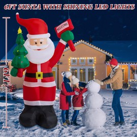6 FT Inflatable Santa Claus Christmas Blow up Outdoor Decoration, 180cm Waterproof Santa Claus with High Built-in LED Lights, Xmas Holiday Party Outdoor Home Decor Fit for Lawn/Garden/Terrace/Indoor