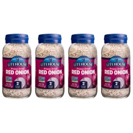 Litehouse Freeze Dried Red Onion - Substitute for Fresh Red Onion, Jar Equal to 2 Red Onion Fresh, Organic, Red Onion Seasoning, Non-GMO, Gluten-Free - 0.60 Ounce 4-Pack