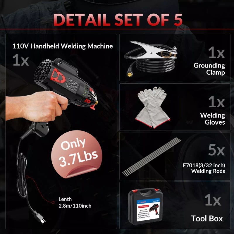 GZ GUOZHI 110V 130A Portable Handheld Stick ARC Welder,wtih Welder