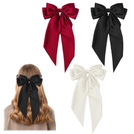 GWAWG 3 x bow hair clips, women's hair bows, French large bow, hair clips, hair clips with large bow, plain hair pin