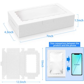 BILLIOTEAM 30 Pack White Kraft Cookie Box with Clear Window,Premium Small Paper Gift Box Container for Dessert Pastry Candy Packaging,Wedding,Party,Christmas,Birthday,Baby Shower(7" x 4 3/8" x 1 1/2")