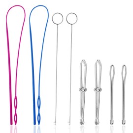 SourceTon 8 Pieces sewing loop kit, DaKuan Include 2 Flexible Plastic Drawstring Threader, 2 Stainless Steel Sewing Loop Turner Hook, 2 Metal Drawstring Threader and 2 Metal Tweezers