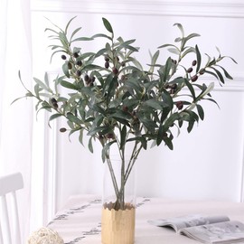 SzJias Faux Olive Branches for Vases Artificial Olive Branch Fake Branches Olive Stems for Vase Fake Olive Tree Branches (5 Branches)