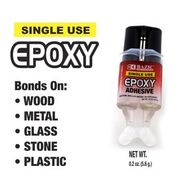 BAZIC Epoxy Glue w/Syringe Applicator 0.2 Oz/5.6g, Quick Setting, 2 Part Clear Glue Bond Adhesive to Wood Metal Glass Stone Plastic, 2-Pack