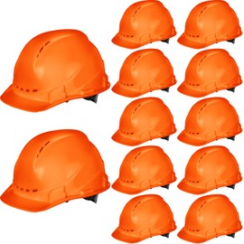 Xuhal Xuhal 12 Pieces 4 Point Suspension Hard Hat Bulk Safety Helmets with Vents and Cotton Brow Pad ABS Construction Hardhats for Safety Adjustable Ratchet Hard Hats for Work Head Protection (Orange)