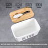 Hasense Porcelain Butter Dish with Bamboo Lid - Covered Butter