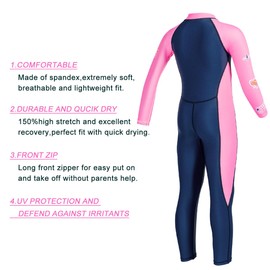 Kids Full Body Swimsuit One Piece Long Sleeve Wetsuit Skin Sun Protection Sunsuit Swimwear for Girls M Size